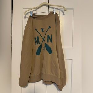 Casual Tan Graphic Sweatshirt